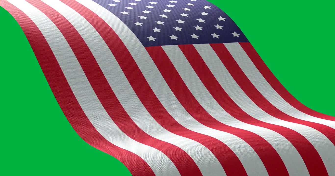 Animation af et viftende amerikansk flag på gennemsigtig baggrund.