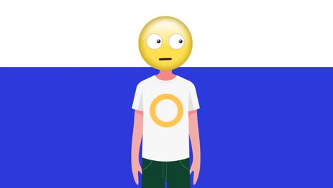 Animation-of-boy-with-emoji-icon-on-white-background