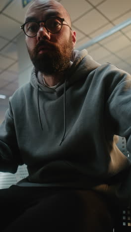 man waiting in airport with documents