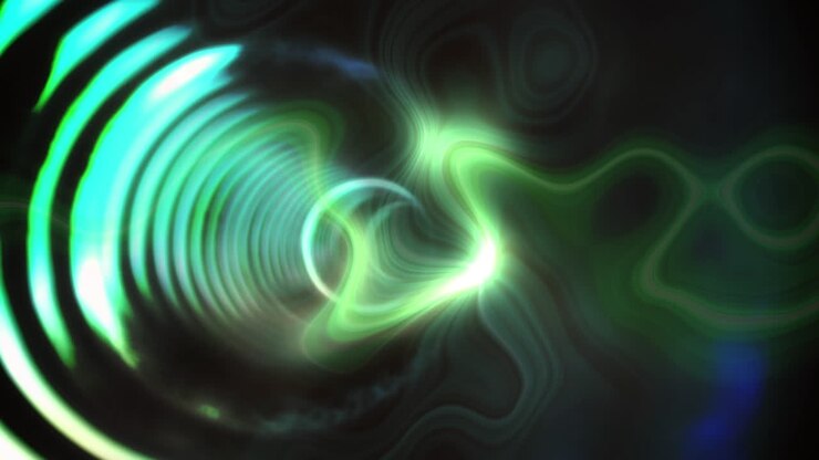 Animation of glowing circles spinning in tunnel of glowing lights