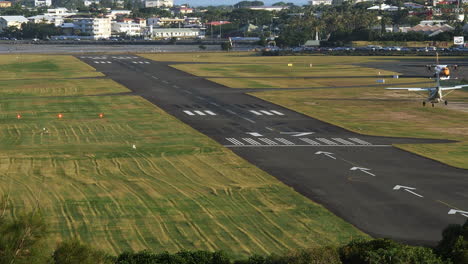 small plane lands at nouméa magenta airport grand terre, new caledonia