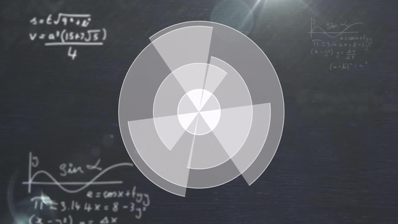Animation of white diagrams over mathematical equations