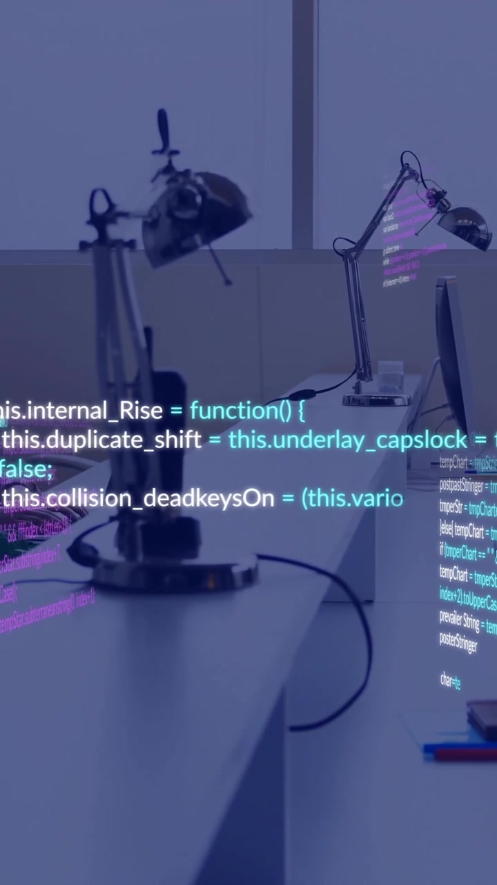 Animation of data processing over diverse business people in office