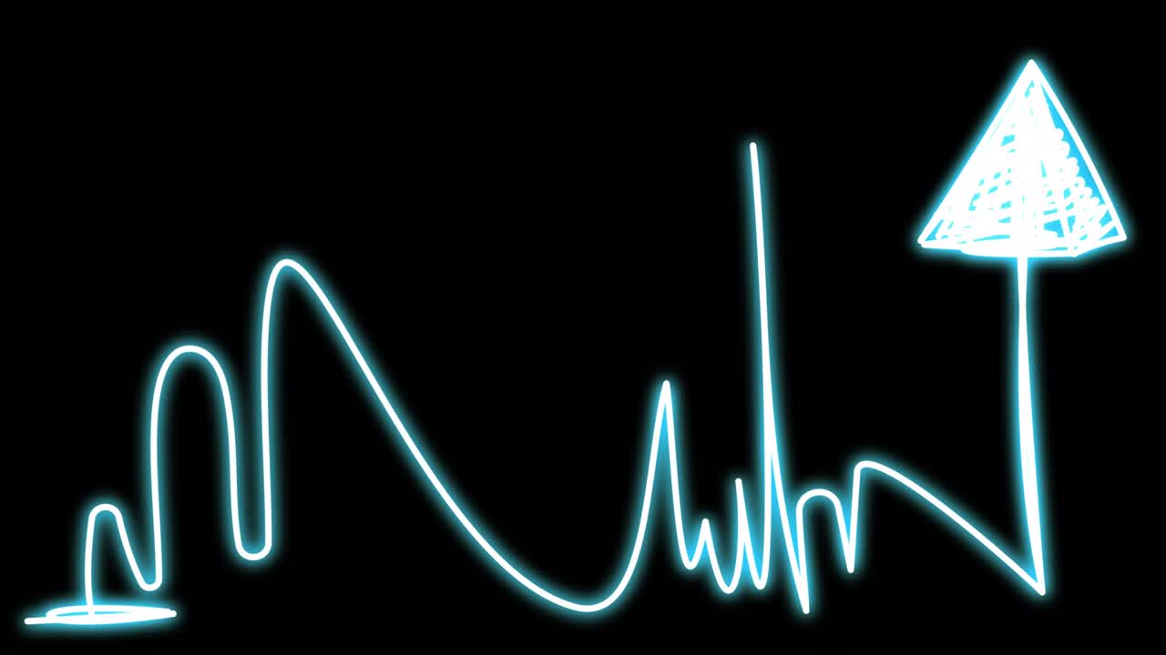 네온 화살표가 위쪽으로 움직입니다.