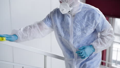 cleaning and disinfecting a stairwell