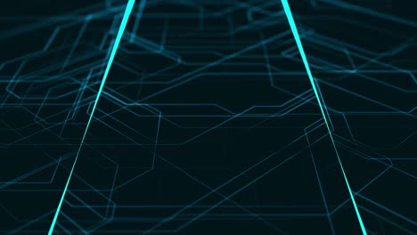 blue lines drawn random and create an abstract image of a circuit board
