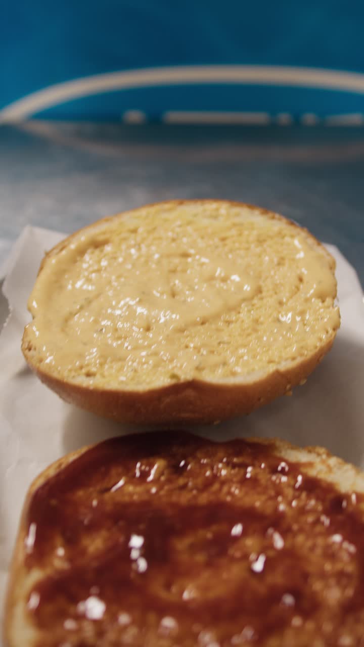 Preparation Of The Burger Bread Inside A Professional Kitchen