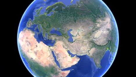 kyrgyzstan with flag. 3d earth in space - zoom in kyrgyzstan outer