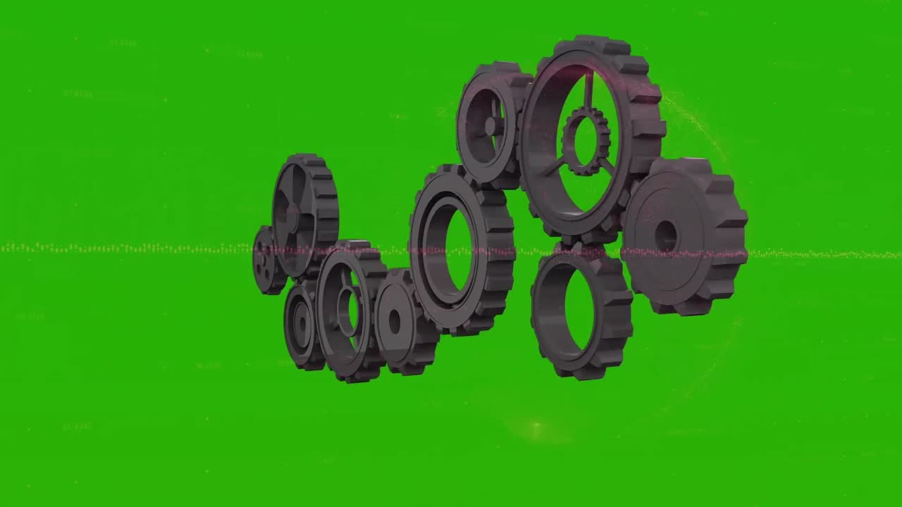 Animation of gears rotating over green background