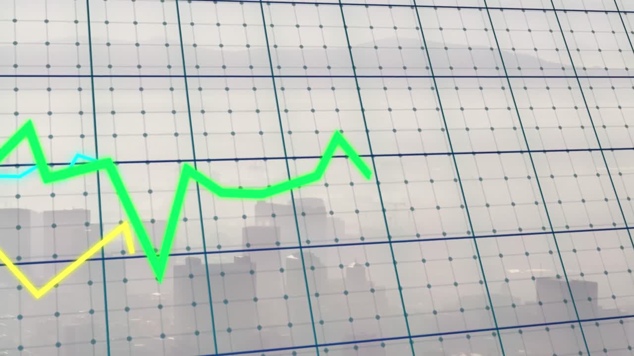 animación del procesamiento de datos financieros sobre un fondo verde