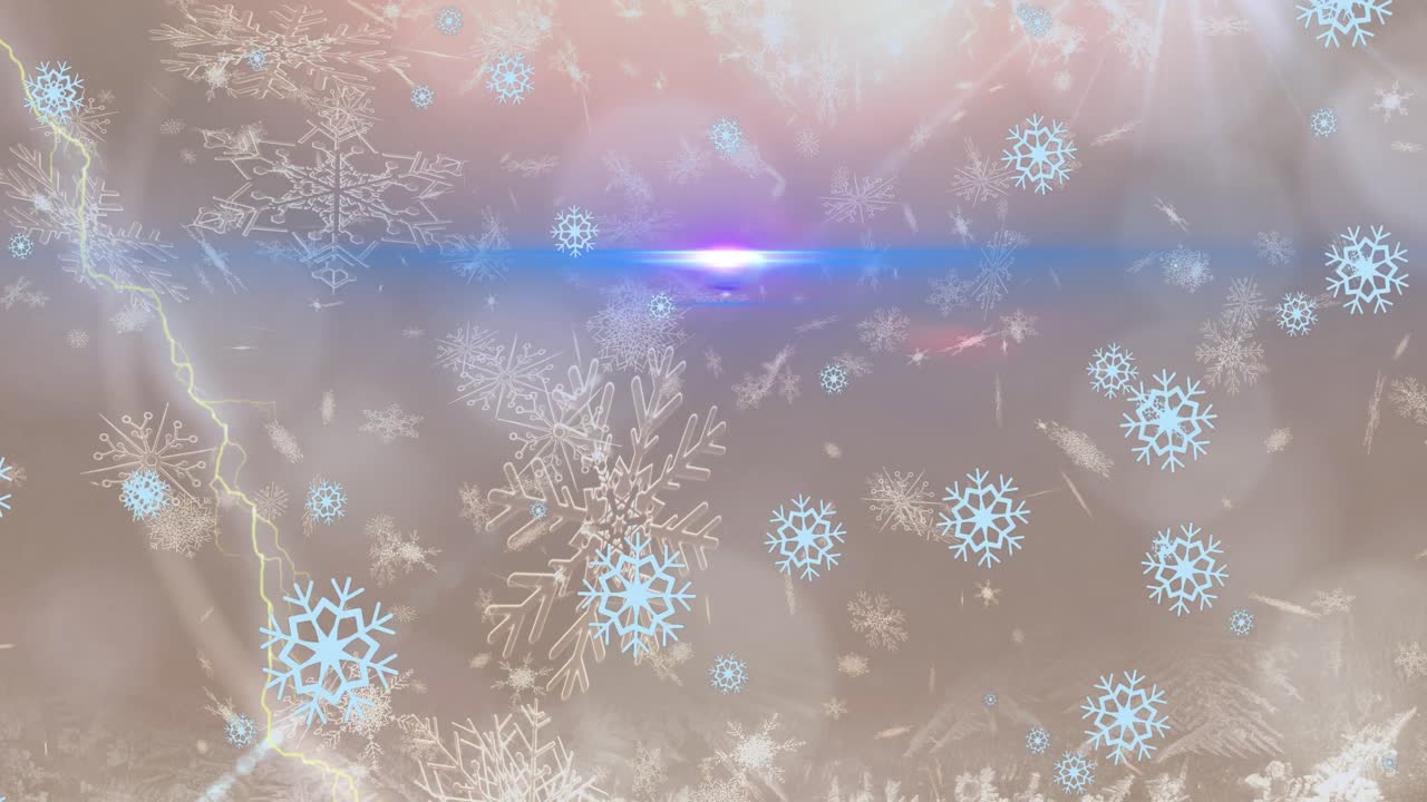 눈이 내리는 위에 있는 빛의 반점들의 애니메이션