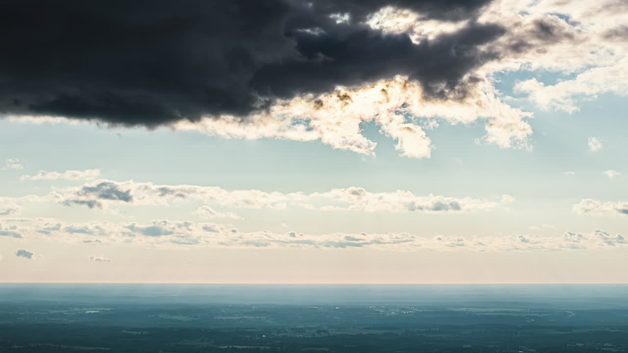 Rain clouds time lapse Nimbostratus dark grey spread across the sky rural field