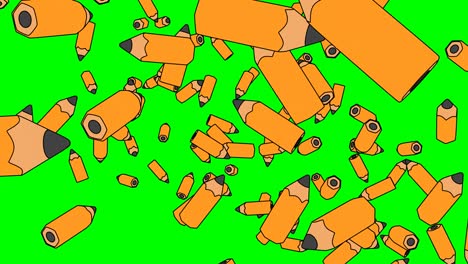 lápiz de estilo de dibujos animados en fondo de tecla de croma verde.