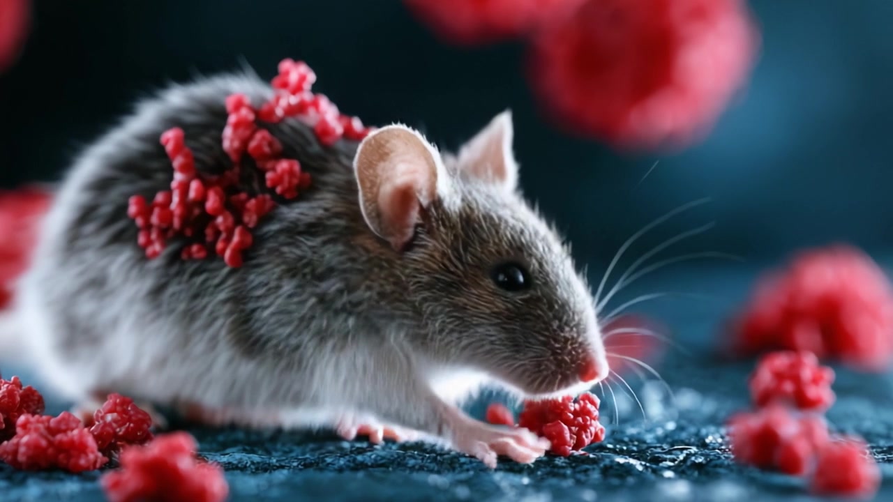 Un topo giocoso circondato da lamponi vivaci, catturato con dettagli mozzafiato, che mostra la sua curiosità e il suo fascino in un'ambientazione stravagante