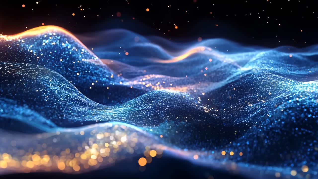 A blue and orange sky with a lot of stars. The sky is very bright and the stars are very small