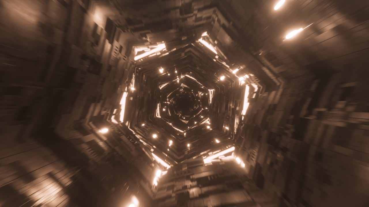 Tunnel futuristico astratto con motivo esagonale
