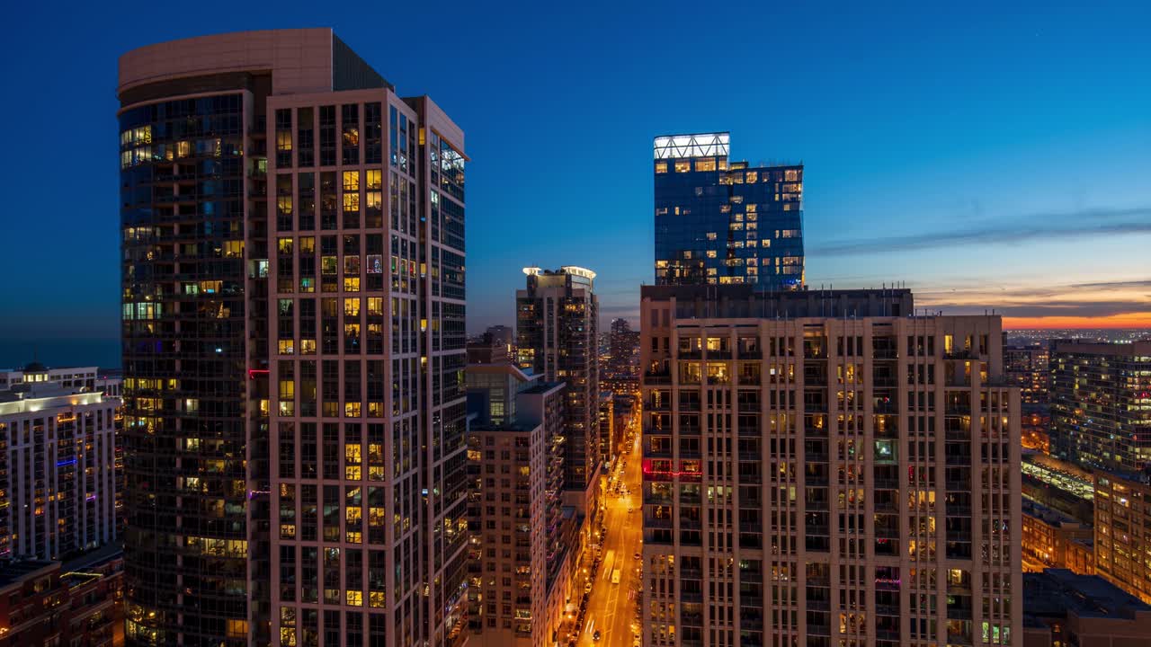 시카고 사우스 루프 - 낮에서 밤의 타임 스