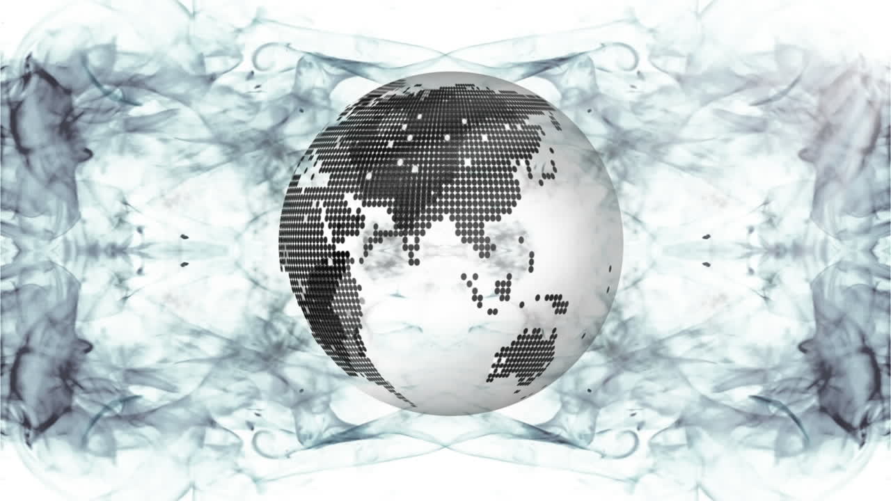 la tierra digital girando con animación de humo