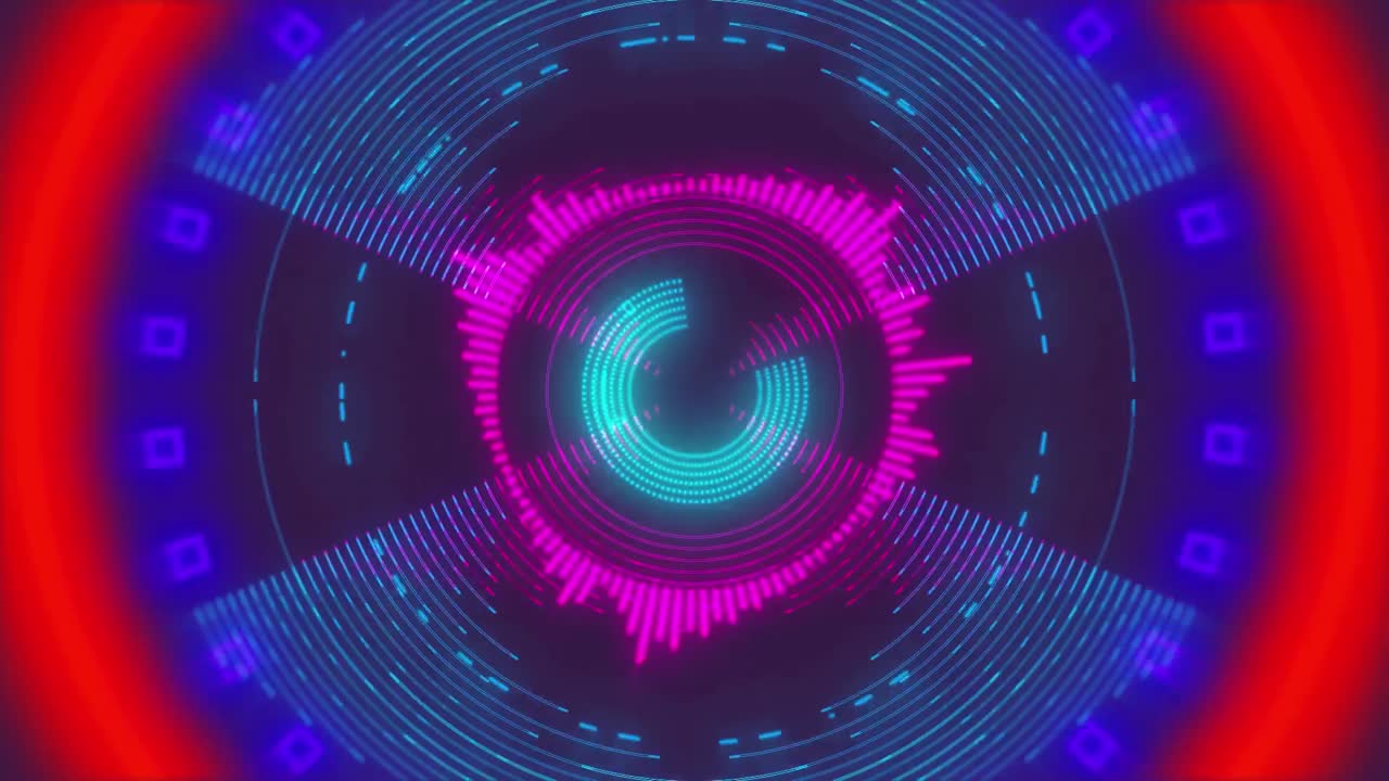 보라색 배경에 회전하는 다채로운 모양