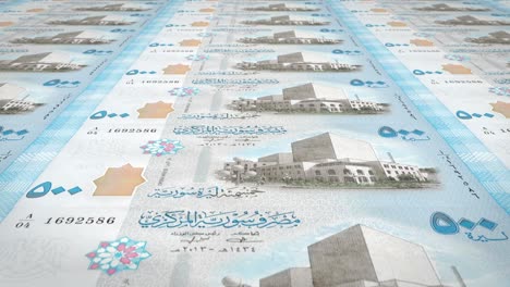 billetes de cincocientas libras sirias de siria, dinero en efectivo, bucle
