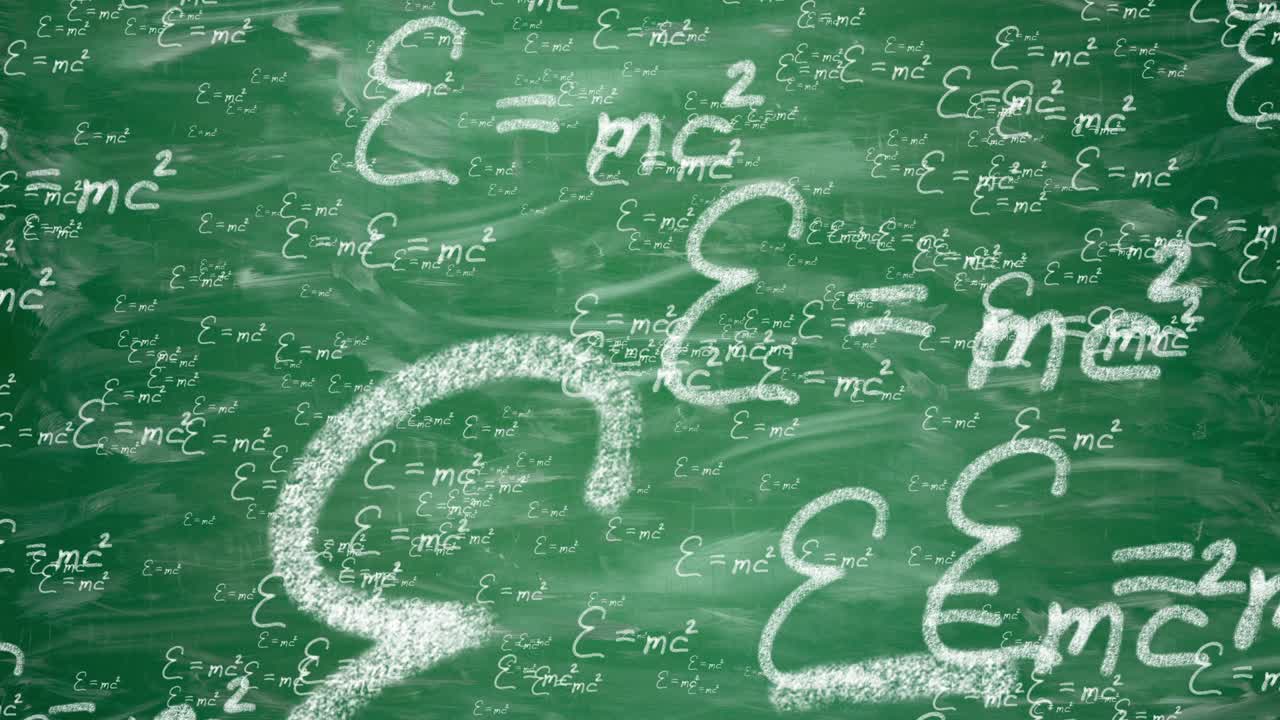 녹색 배경에 있는 아인슈타인 비행 공식