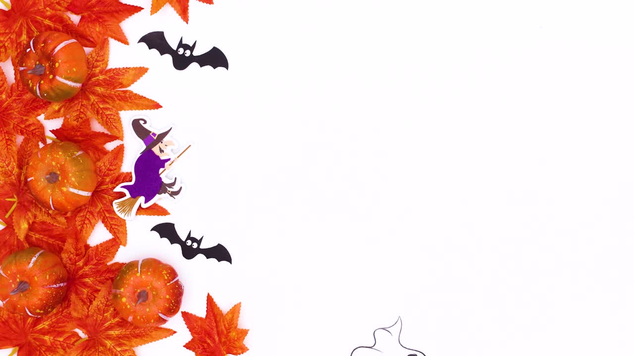 할로윈 장식과 가을 잎은 색 테마에 나타납니다. 스 모션