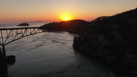 wide orbiting aerial view of deception pass state