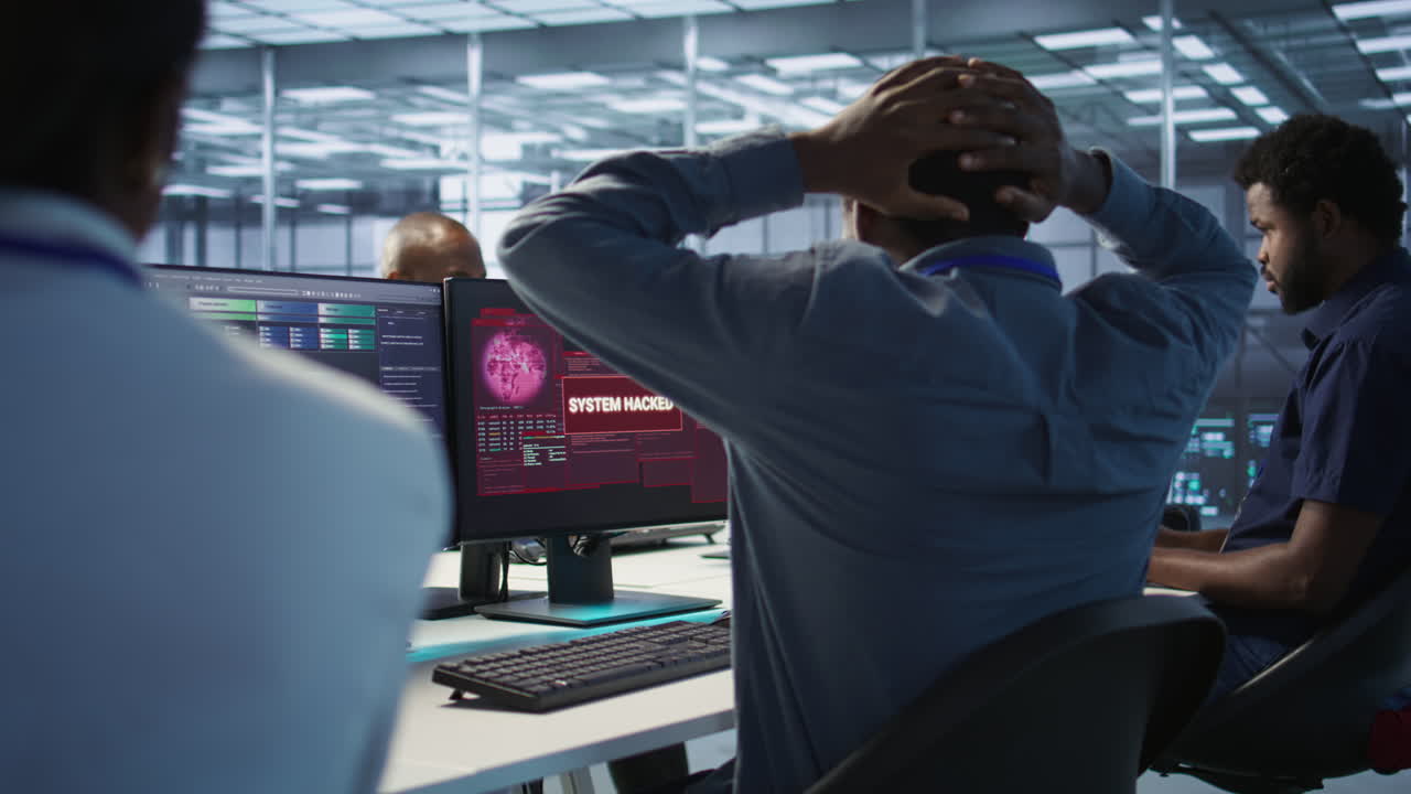 IT Team Responding to System Hacking Alert