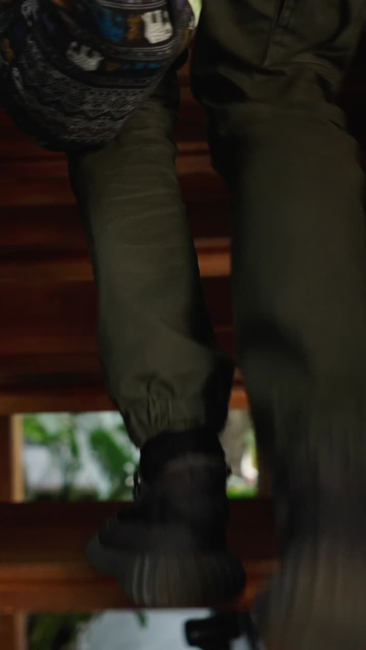 A person walking on the stairs