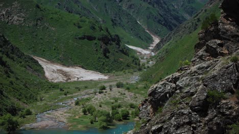 mountains and green lake urungach. located in uzbekistan, central asia. 10 out of 20