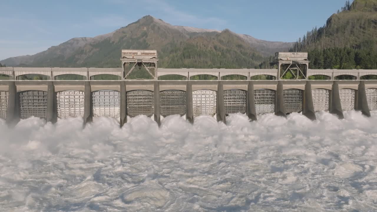 Aerial footage of Bonneville dam on the Columbia River between Oregon and Washington. Shot using DJI Mavic 3 Cine at 24 fps.