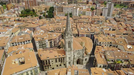 aerial view of the cathedral of santiago and surrounding cityscape in bilbao, spain