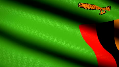 zambia flag waving textile textured background. seamless loop animation. full screen. slow motion. 4k video