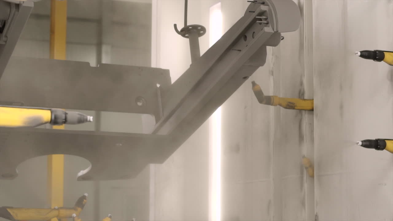 The Powder Coating Painting Brush In Action Close-Up Shoot