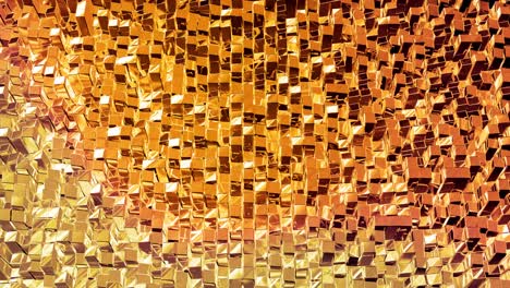 looped abstract background with wavy sparkling golden liquid pattern on shiny glossy surface. viscous yellow fluid like surface of gold foil or brilliant glass. beautiful creative festive backdrop.