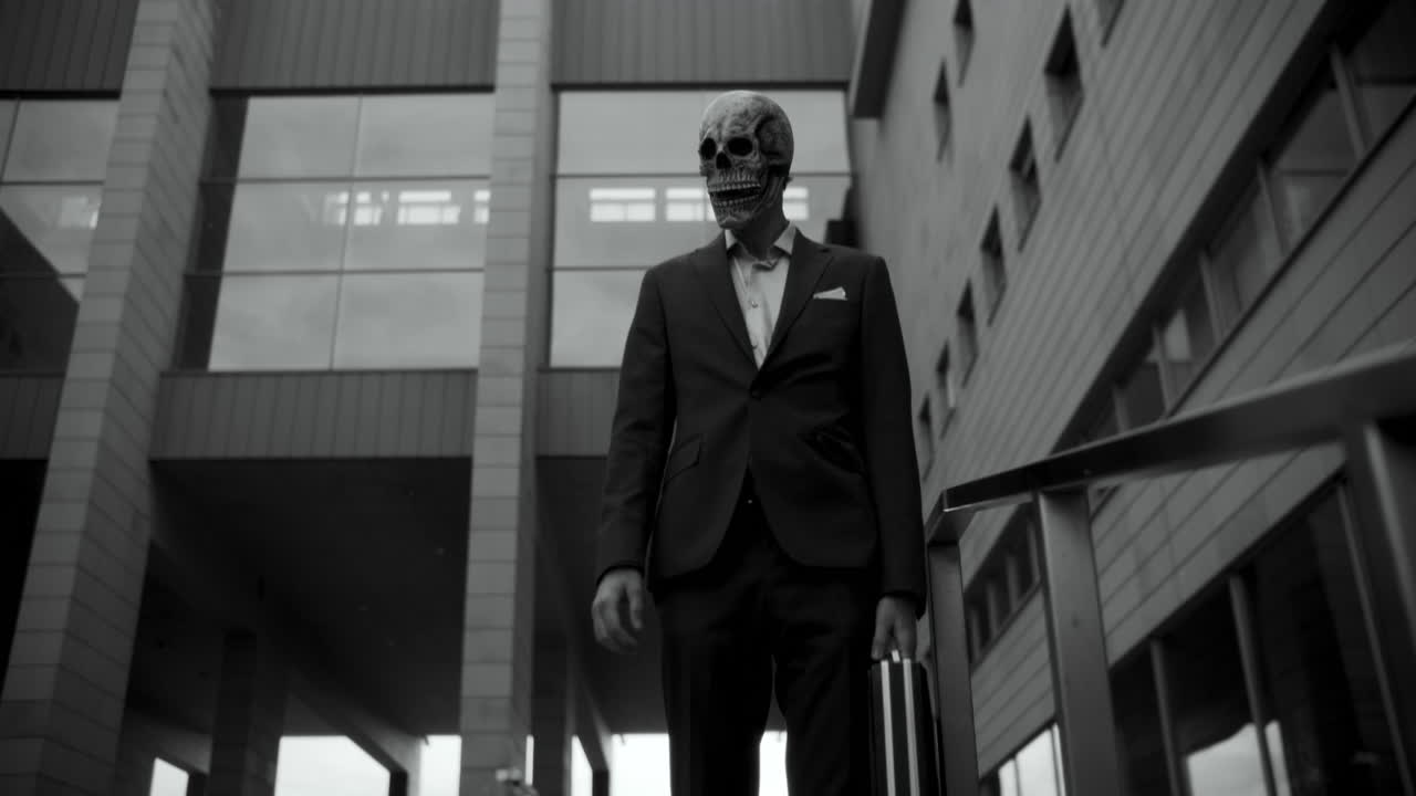 Businessman in Skull Mask