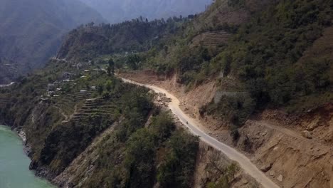 aerial: ganga river in rishikesh india