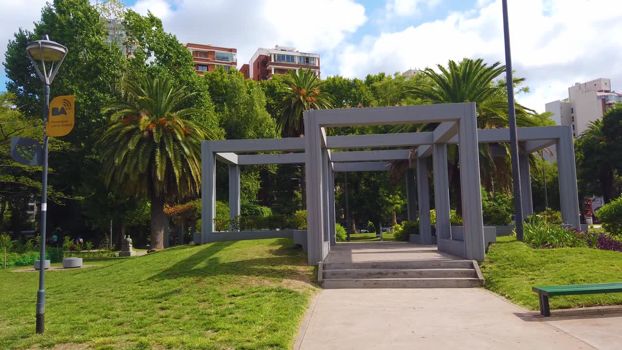 Urban Park Landscape with Greenery and Local Architecture in Buenos Aires