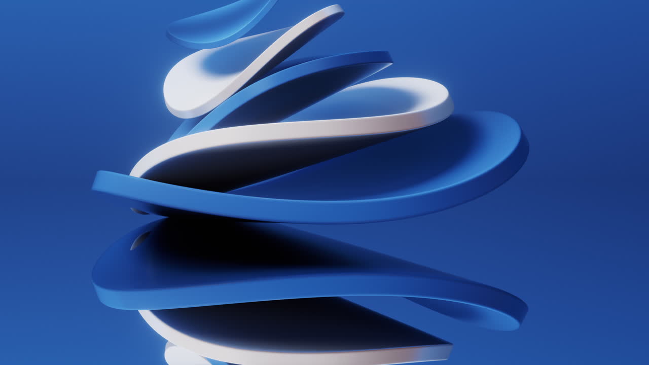 Abstract blue curve geometry, 3d rendering.