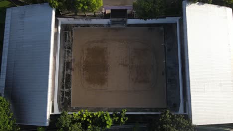 aerial-view,-beach-volleyball-field-indoors-without-people