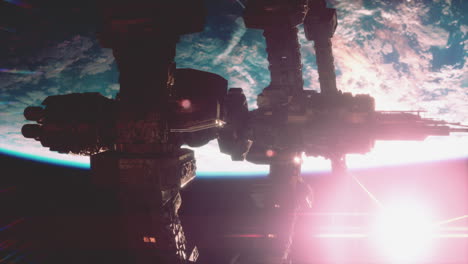 Außerirdisches-Mutterschiff-In-Der-Nähe-Von-Erdelementen,-Bereitgestellt-Von-Der-NASA