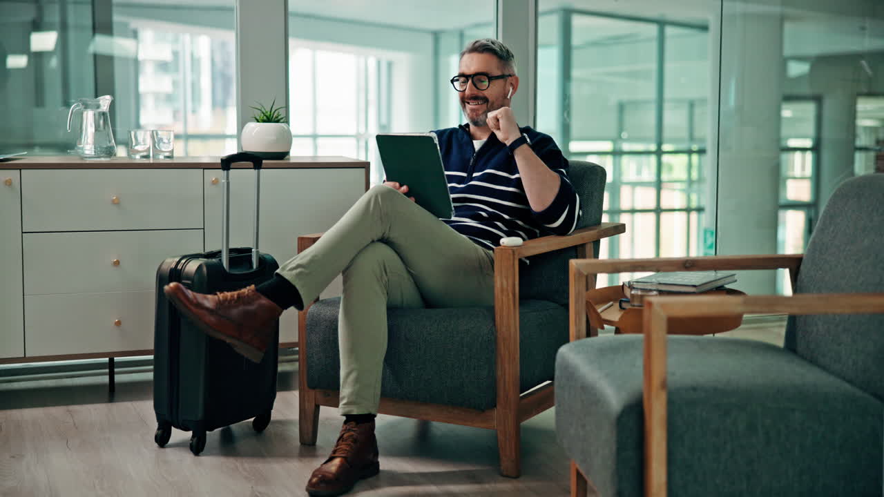A man waiting in an airport