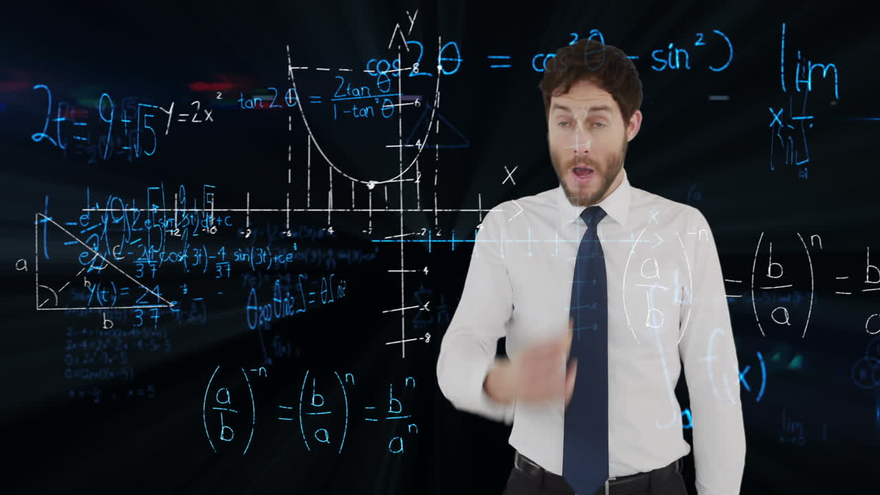 수학적 방정식을 고민하는 사람.