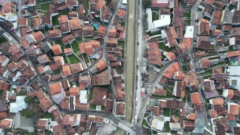 aerial view of the city of tetovo in macedonia, view of the beautiful city and roofed houses in balkans