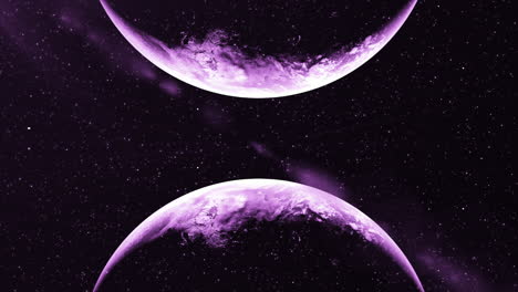 two purple planets in space