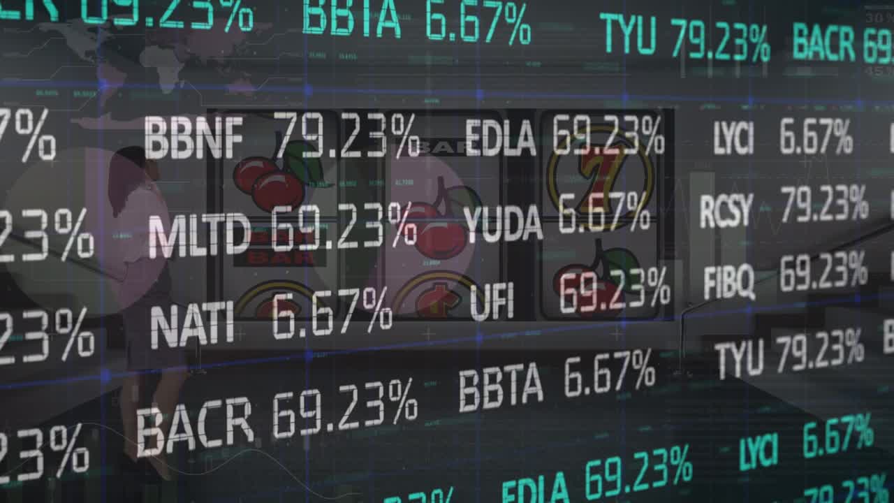 Animasjon av finansdata over en spillmaskin