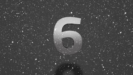animación de la nieve cayendo durante la cuenta atrás sobre un fondo gris