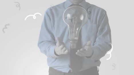 animation of lightbulb over businessman