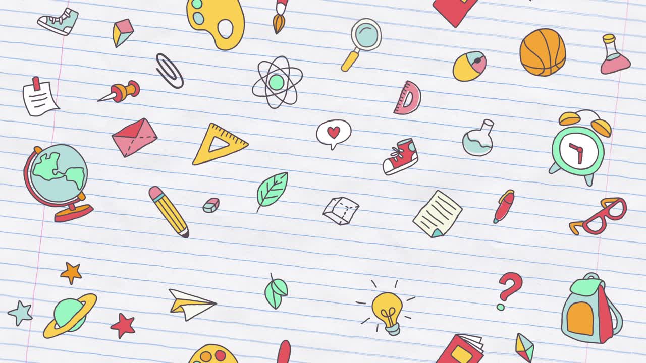 Premium stock video - Animation of school supplies and creative study ...