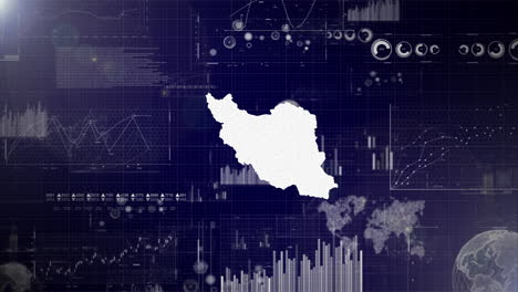 Antecedentes-Corporativos-Del-País-De-Irán-Con-Elementos-Abstractos-De-Gráficos-De-Análisis-De-Datos-Que-Muestran-Videos-Tecnológicos-De-Análisis-De-Datos-Con-Globo-Terráqueo,-Crecimiento,-Gráficos,-Datos-Estadísticos-Del-País-De-Irán